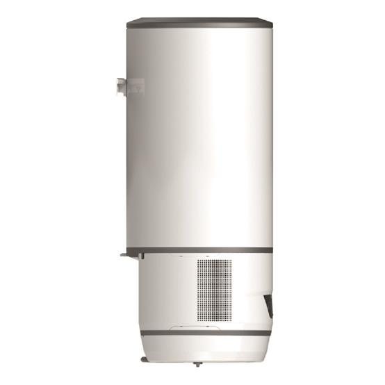 Zijaanzicht van de Atag energion Lydos warmtepompboiler