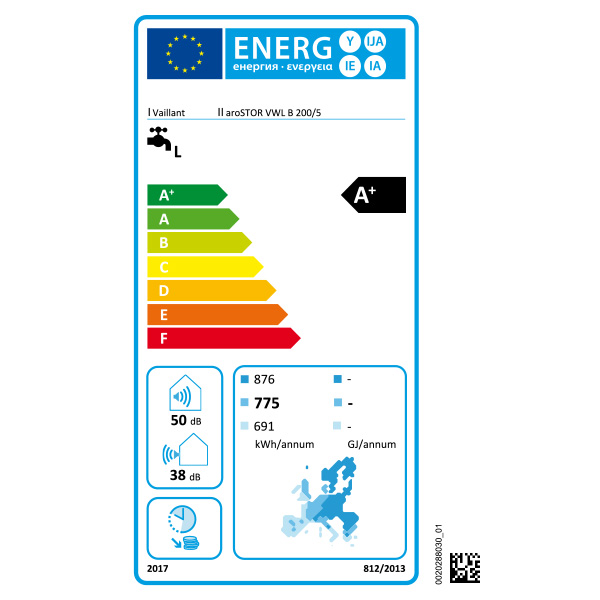 Vaillant aroSTOR VWL B 2005 ERP label